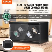 VEVOR Watch Winder, Watch Winder for 6 Men's and Women's Automatic Watches, with 6 Super Quiet Japanese Mabuchi Motors, Blue LED Light and Adapter, High-Density Board Shell and Black PU