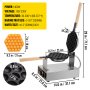 VEVOR Komerčný výrobník vaječných vaflí 220V 1400W nerezový výrobník vaječných vaflí, bublinkový výrobník vaflí 30 ks, profesionálny výrobník vaječných vaflí, bublinkový stroj na torty, pekár vaflí