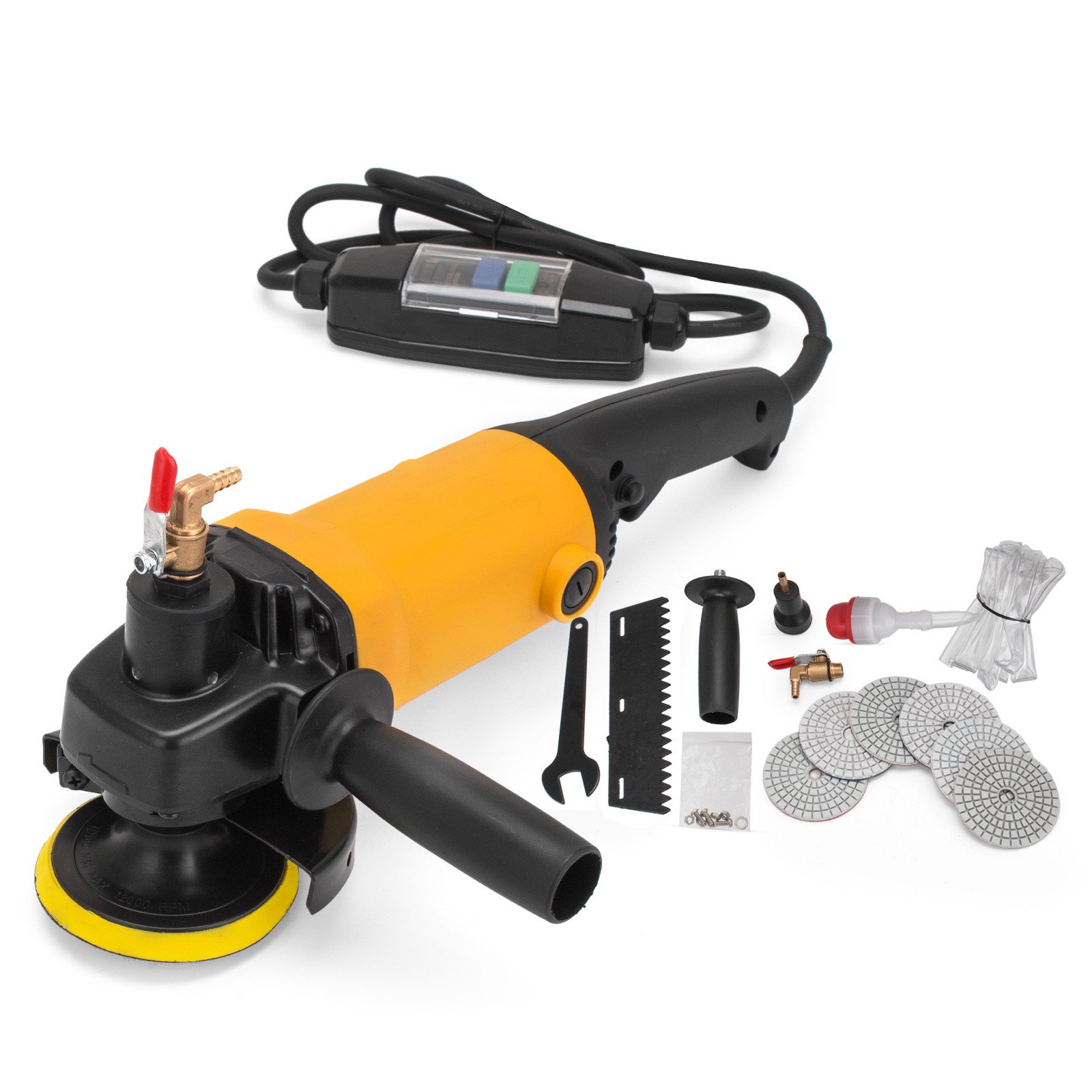 1.4KW Wet Polisher Grinder Stone Variable Speed Polishing Kit fr Concrete Marble