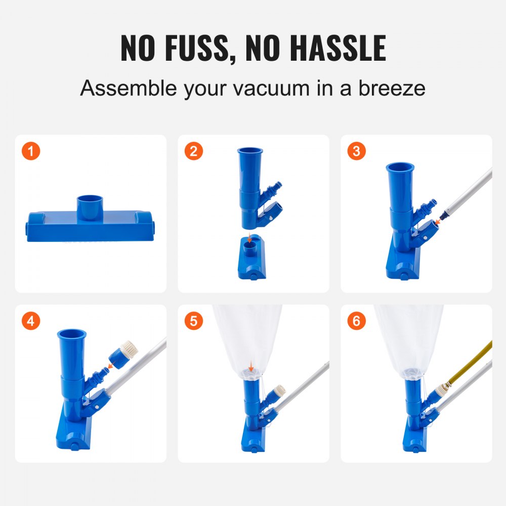 VEVOR Portable Pool Vacuum Handheld Pool Vacuum Cleaner with 3 Scrub Brushes