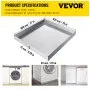 VEVOR 27 x 25 x 2.5 Inch Washing Machine Pan 304 Stainless Steel Washing Machine Drain Pan 18 GA Thickness Heavy Duty Compact Washer Drip Tray with Drain Hole & Hose Adapter