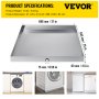 VEVOR 27 x 25 x 2.5 Inch Washing Machine Pan 304 Stainless Steel Washing Machine Drain Pan 18 GA Thickness Heavy Duty Compact Washer Drip Tray with Drain Hole & Hose Adapter