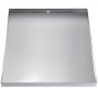 VEVOR washing machine pan - silver metal tray with raised edges and drain hole.