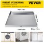 VEVOR 18 GA Thickness Washing Machine Drip Pan 304 Stainless Steel Heavy Duty Compact Washer Drain with Hole, 32 x 32 x 2.5 Inch
