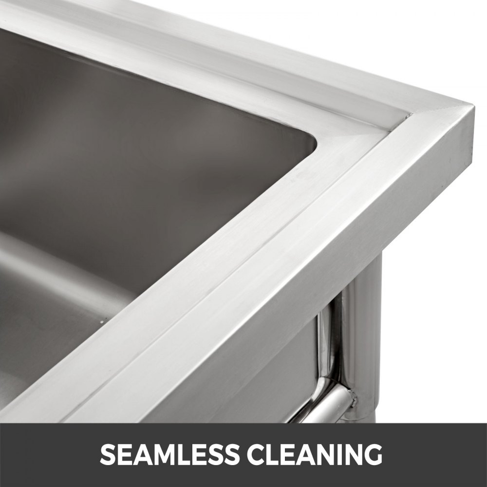 VEVOR Stainless Steel Kitchen Sink Handmade Sink 1 Compartment with Left Hand Platform Utility Sink Catering Sink Unit for Bar Kitchen Restaurant