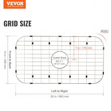 VEVOR Sink Protector Grid, 26"x14" Stainless Steel Sink Grates, Centered Drain Sink Grates with R90 Corner Radius, Large Sink Bottom Grids, Universal Bowl Rack Sink Accessory For Kitchen Sink, Silver
