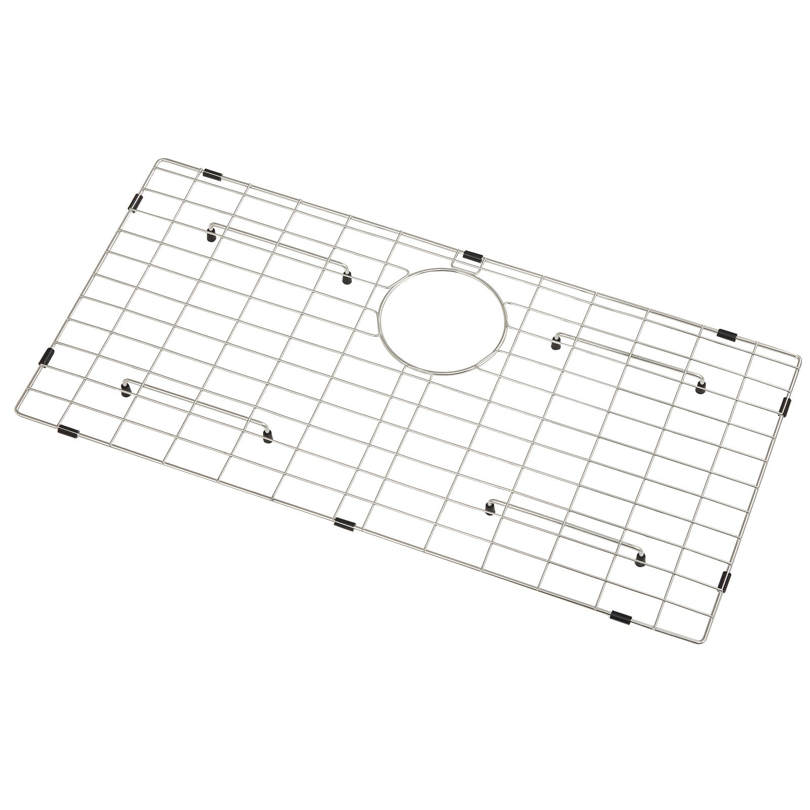 rectangular VEVOR sink protector grid with a center drain hole and protective rubber feet.