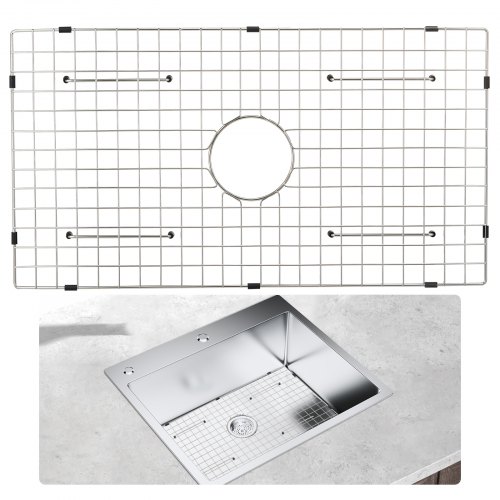 VEVOR Sink Protector Grid, 28.5"x15.6" Stainless Steel Sink Grates, Centered Drain Sink Grates with R20 Corner Radius, Large Sink Bottom Grids, Universal Bowl Rack Sink Accessories For Kitchen Sink