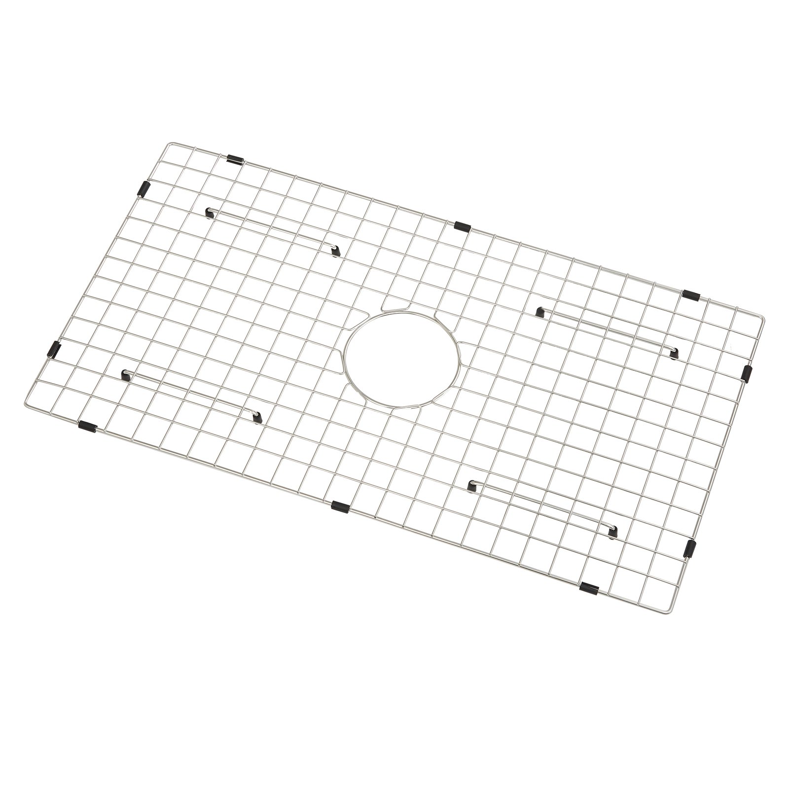 VEVOR sink protector grid with central drain hole and black protective bumpers.