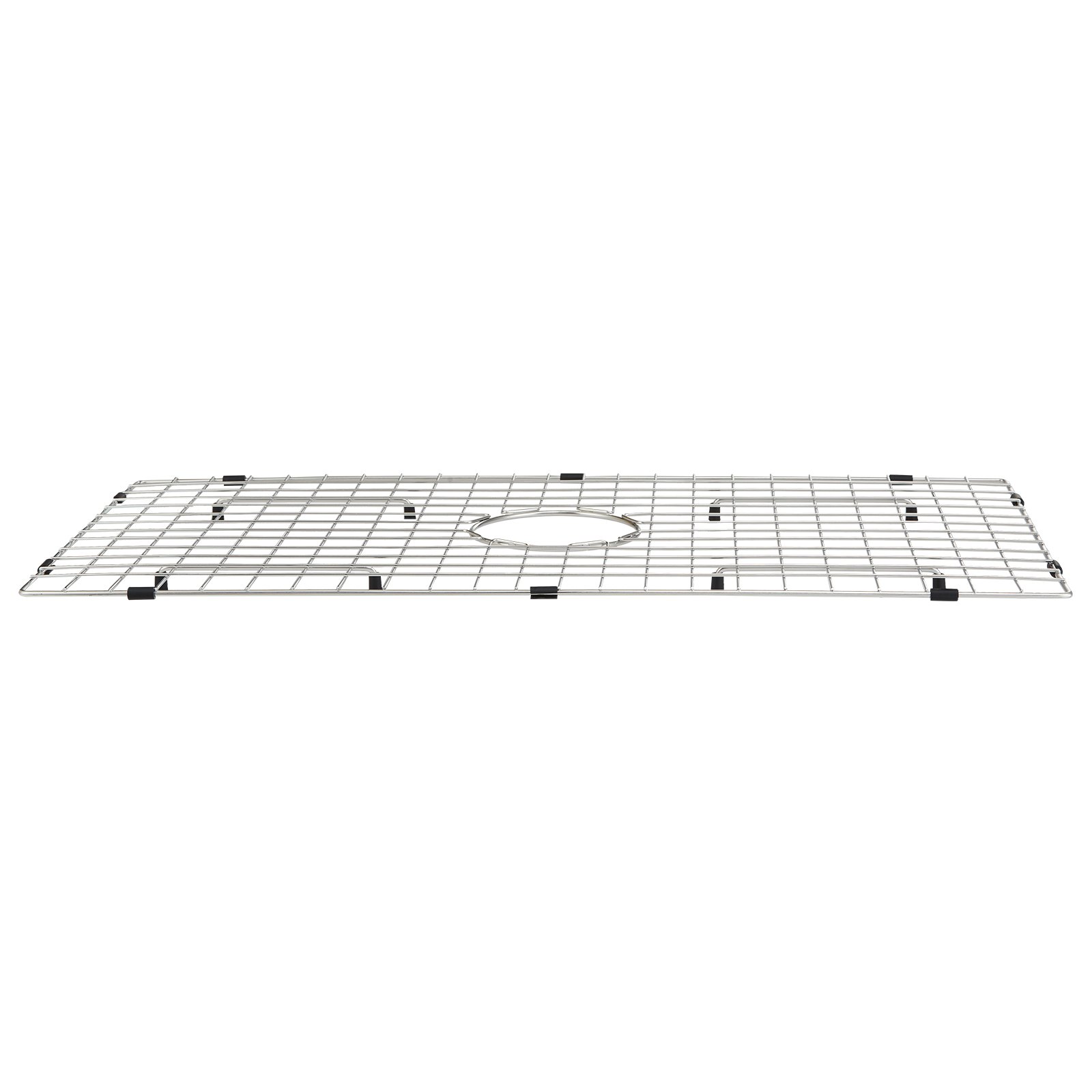 stainless steel VEVOR sink protector grid with centered drain hole and black rubber feet.