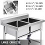Commercial Kitchen Sink Stainless Steel Double Deep Pot Pan Wash Container