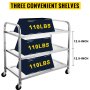 VEVOR Stainless Steel Utility Cart 35‘’L x 18.5\'\'W x 35.5\'\'H, Catering Serving Cart 3 Tier Storage Shelf with Wheels, Kitchen Island Trolley for Hotels Restaurant Home Use
