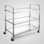 VEVOR Stainless Steel Utility Cart 35‘’L x 18.5\'\'W x 35.5\'\'H, Catering Serving Cart 3 Tier Storage Shelf with Wheels, Kitchen Island Trolley for Hotels Restaurant Home Use