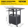 VEVOR AV Cart, 27-41" Height Adjustable Media Cart with 2 11 x 17.7" Drop Leaves, 150 LBS Capacity Presentation Cart with A Locking Cabinet, 25 x 18" Steel Projector Cart with A Keyboard Tray