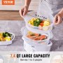 VEVOR Electric Food Steamer, 7.4Qt/7L Electric Vegetable Steamer with 2-Tier Stackable Trays, 800W Food-Grade Food Steamer for Cooking with 60-Min Timer, Auto Shut-Off and Boil Dry Protection