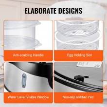 VEVOR Electric Food Steamer, 9.5Qt/9L Electric Vegetable Steamer with 3-Tier Stackable Trays, 800W Food-Grade Food Steamer for Cooking with 60-Min Timer, Auto Shut-Off and Boil Dry Protection