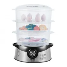 VEVOR Electric Food Steamer, 9.5Qt/9L Electric Vegetable Steamer with 3-Tier Stackable Trays, 800W Food-Grade Food Steamer for Cooking with 60-Min Timer, Auto Shut-Off and Boil Dry Protection