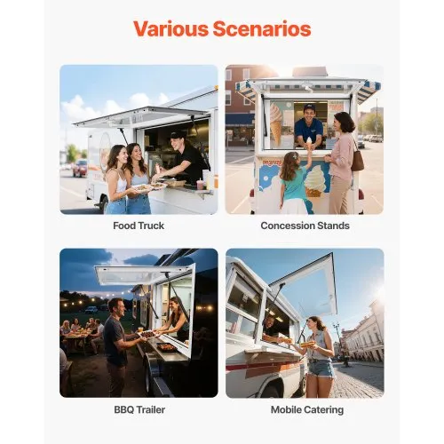 Portable Concession Stand VEVOR 36"L X 36"W Concession Stand Serving Window Food Truck Service Food Trailer Window