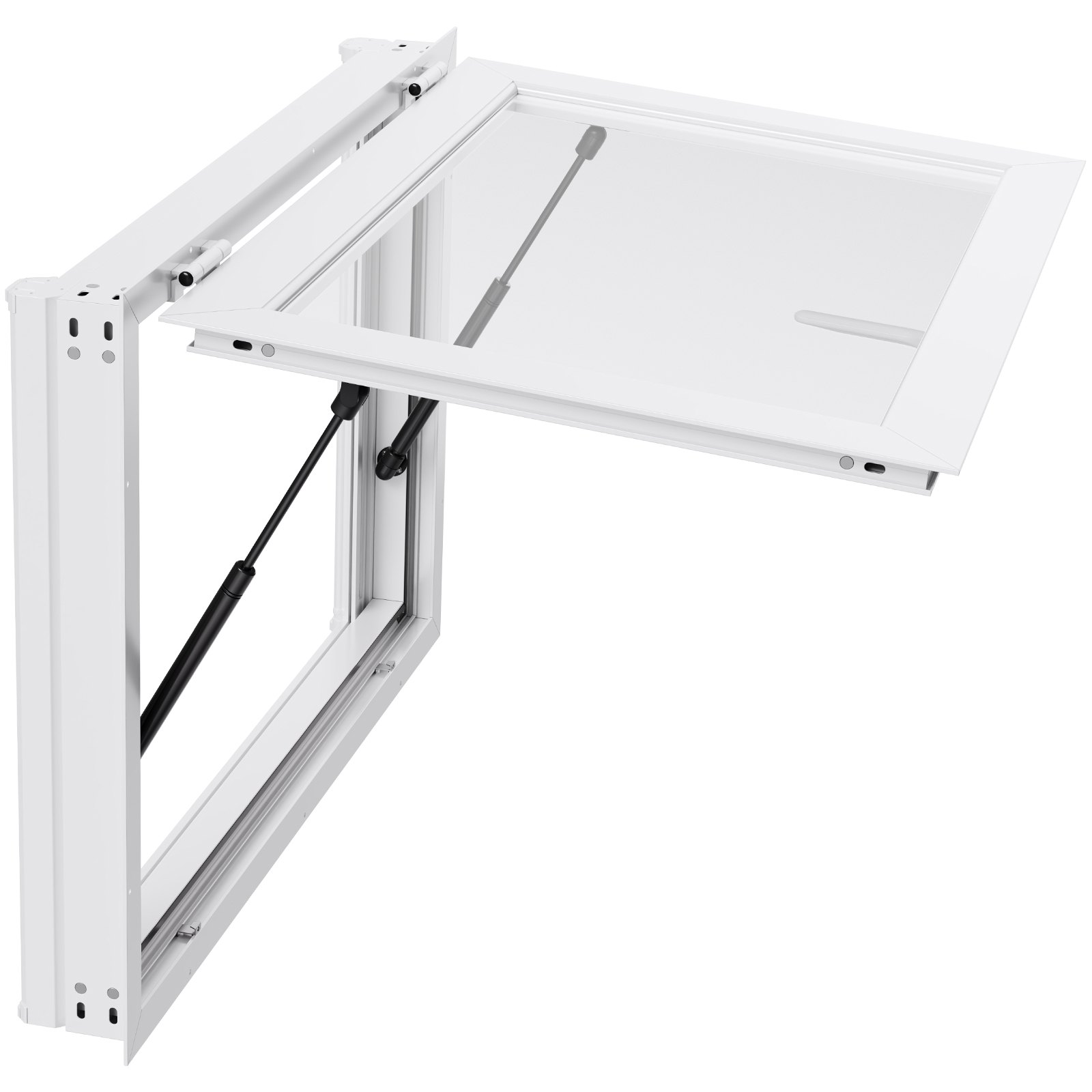 VEVOR Concession Window 92x61 cm, Aluminum Alloy Service Window for Food Truck, Up to 85 Degrees Stand Serving Window with 2 Sliding Windows, Awning Door, and Drag Hook, for Concession Trailers