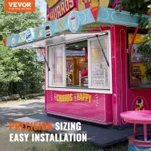 VEVOR Concession Window 48"x36", Aluminum Alloy Food Truck Service Window with 4 Horizontal Sliding Windows & Awning Door & Drag Hook, Up to 85 Degrees Serving Window for Food Truck Concession Trailer