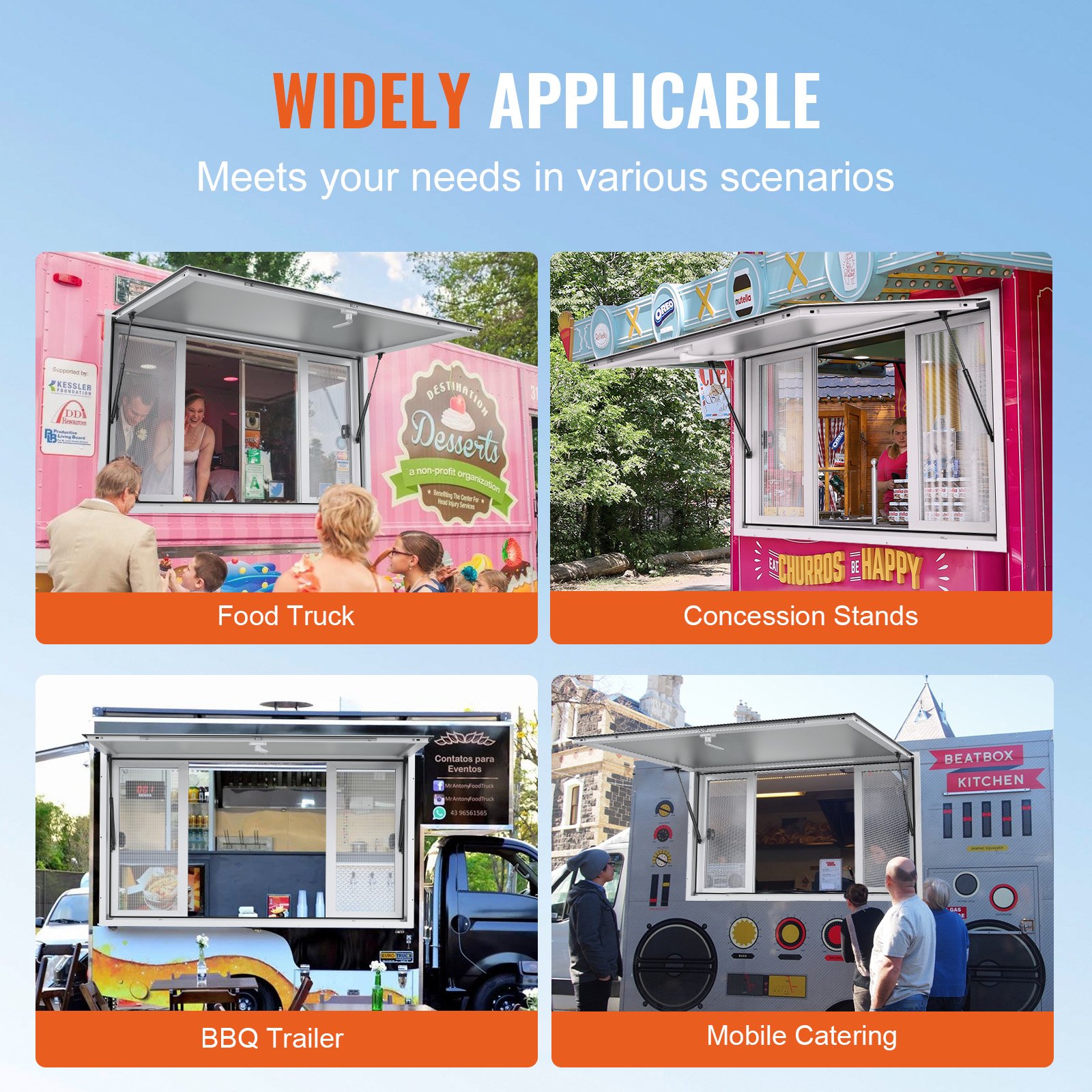 VEVOR 48"L x 36"W Koncesionářský stojan Obslužné okno Food Truck Servisní markýza