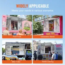 VEVOR Concession Window 60"x36", Aluminum Alloy Food Truck Service Window with 4 Horizontal Sliding Windows & Awning Door & Drag Hook, Up to 85 Degrees Serving Window for Food Truck Concession Trailer