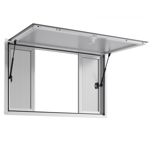 thumbnail image 2 of VEVOR 53"x33" Service Window, Aluminum Food Truck Serving Window With 4 Sliding Panels, Awning Door & Hook, Opens To 85 Degrees For Concession Trailers 2 of 13