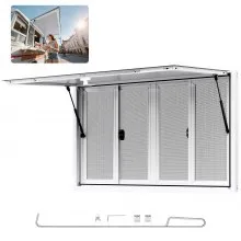 VEVOR Concession Window 1346x838 mm, Aluminum Alloy Service Window for Food Truck, Up to 85 Degrees Stand Serving Window with 4 Sliding Windows, Awning Door, and Drag Hook, for Concession Trailers
