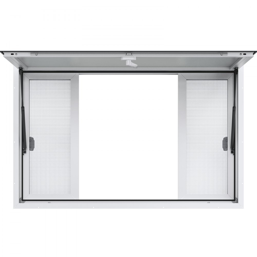 VEVOR 53"x33" Service Window, Aluminum Food Truck Serving Window with 4 Sliding Panels, Awning Door & Hook, Opens to 85 Degrees for Concession Trailers