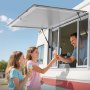 VEVOR Concession Window 152x92 cm, Aluminum Alloy Service Window for Food Truck, Up to 85 Degrees Stand Serving Window with 4 Sliding Windows, Awning Door, and Drag Hook, for Concession Trailers