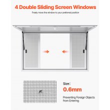 60x36in Concession Stand Serving Window Food Truck Service Awning Aluminum Alloy
