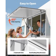 60x36in Concession Stand Serving Window Food Truck Service Awning Aluminum Alloy