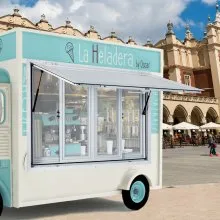 VEVOR Concession Window, 91.4 x 91.4 cm Aluminum Alloy Food Truck Service Window with 4 Horizontal Sliding Screen Windows & Awning Door & Drag Hook, Serving Window for Food Trucks Concession Trailers