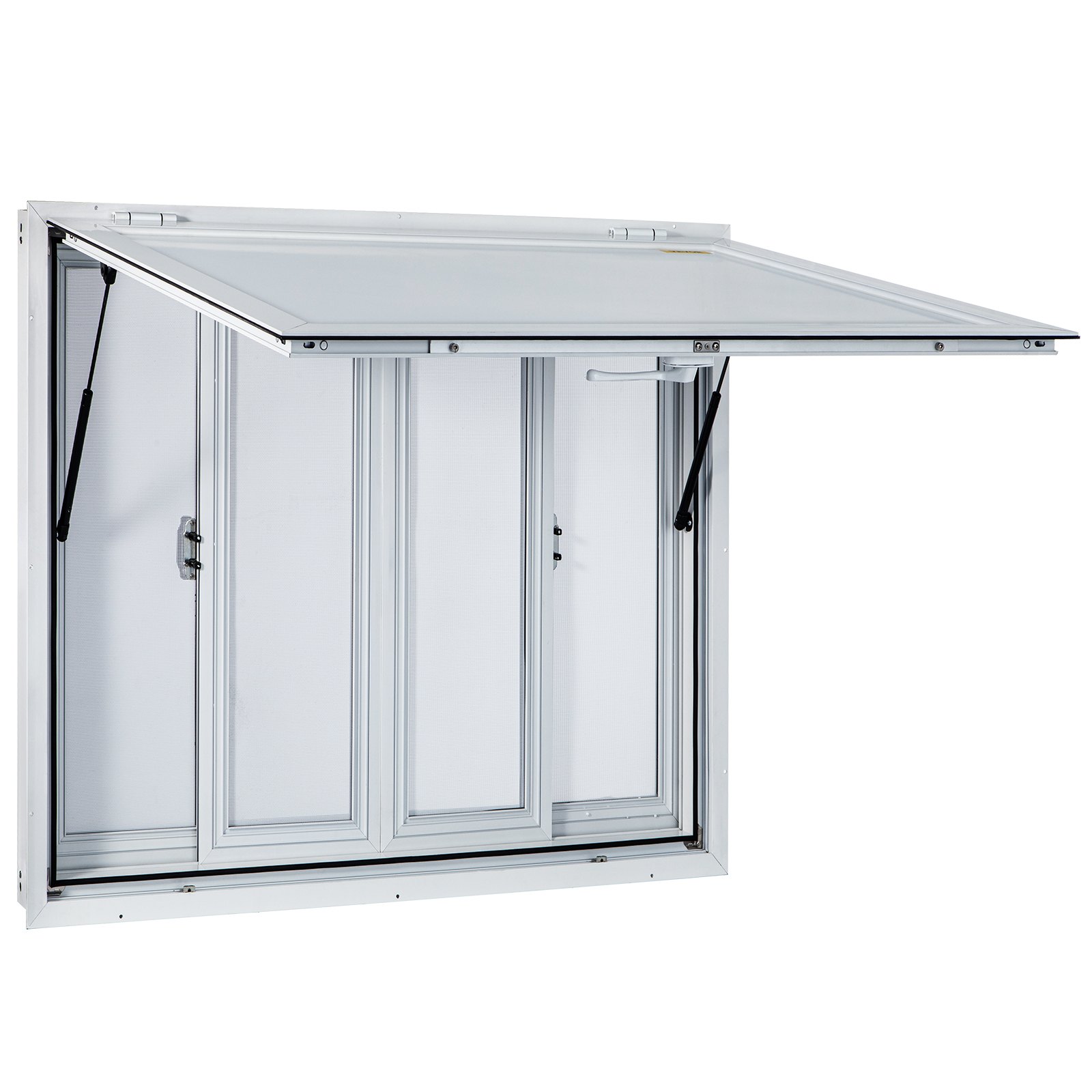 VEVOR Concession Window, 91.4 x 91.4 cm Aluminum Alloy Food Truck Service Window with 4 Horizontal Sliding Screen Windows & Awning Door & Drag Hook, Serving Window for Food Trucks Concession Trailers