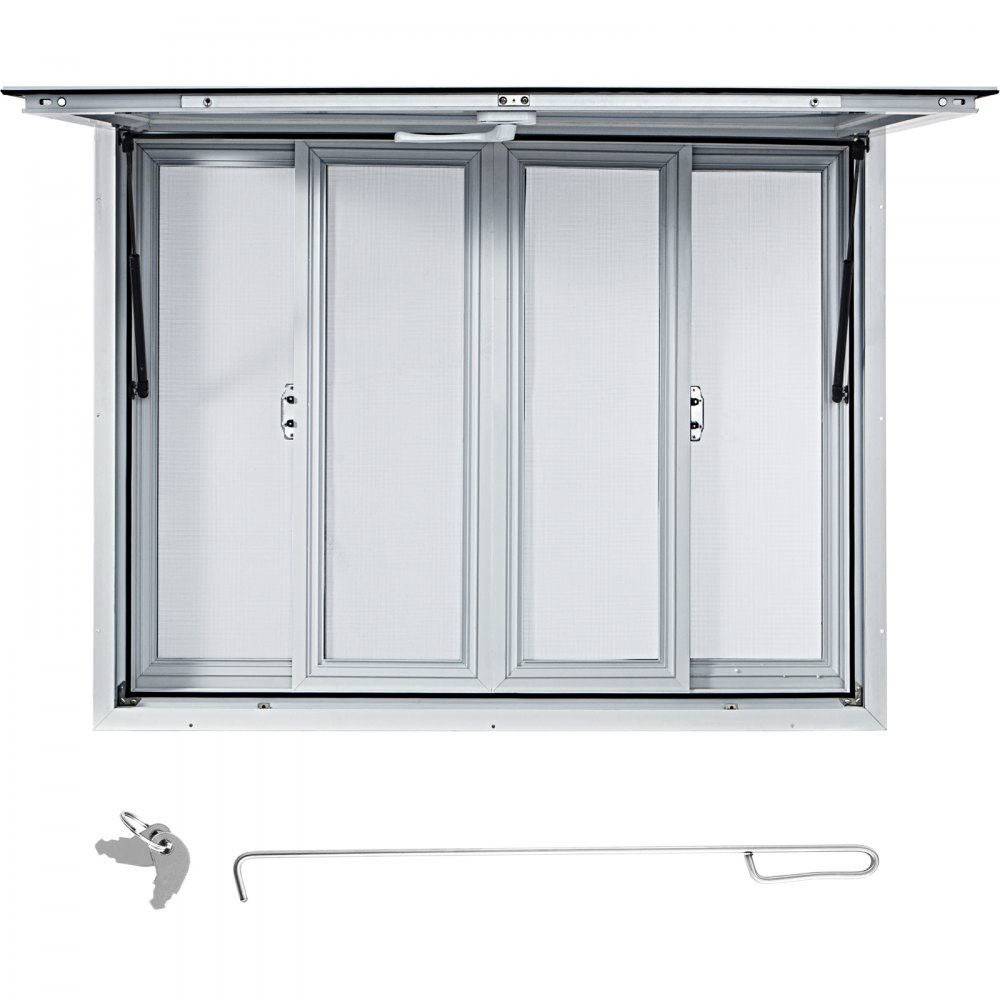 VEVOR Concession Window, 48 x 36 inch, Aluminum Alloy Food Truck Service Window with 4 Horizontal Sliding Screen Windows & Awning Door & Drag Hook, Serving Window for Food Trucks Concession Trailers