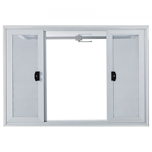 VEVOR Concession Window, 53 x 33 inch, Aluminum Alloy Food Truck Service Window with 4 Horizontal Sliding Screen Windows & Awning Door & Drag Hook, Serving Window for Food Trucks Concession Trailers