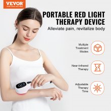 VEVOR Red Light Therapy Device, Portable Red & Near Infrared Light Therapy for Body and Pets, Handheld Red Light Healing Device with LED Display for Muscle Pain Relief & Dog, Cats (12*650nm + 4*808nm)
