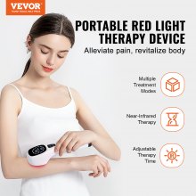 Appareil de luminothérapie rouge VEVOR, thérapie par lumière rouge et proche infrarouge portable pour le corps et les animaux domestiques, appareil de guérison par lumière rouge portable avec écran LED pour le soulagement des douleurs musculaires et pour chiens, chats (12*650nm + 4*808nm)