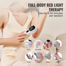 VEVOR Red Light Therapy Device, Portable Red & Near Infrared Light Therapy for Body and Pets, Handheld Red Light Healing Device with LED Display for Muscle Pain Relief & Dog, Cats (12*650nm + 4*808nm)