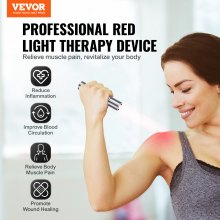 VEVOR Red Light Therapy Device for for Body, Red & Near Infrared Light Therapy Wand with 3 Wavelengths, Handheld Red Light Healing Therapy Torch for Joint Muscles Pain Relief, Wound Healing, Skin Heal