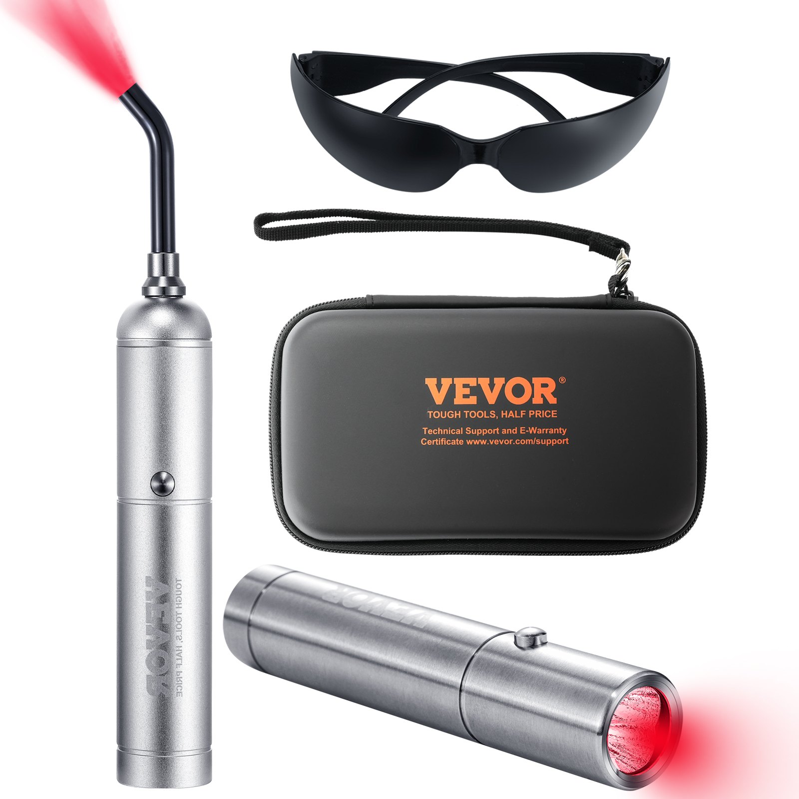VEVOR Red Light Therapy Device with Removable Tip, 2 in 1 Facial & Body Light Therapy Wand for Joint Mouth Nose Ear, Handheld Red Light Healing Therapy Torch & 5 Wavelength, Pulse Mode for Pain Relief