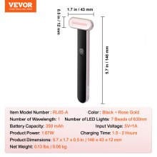 VEVOR Red Light Therapy Wand Portable LED Beauty Device for Face, Neck & Eyes