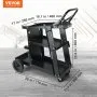 VEVOR Welding Cart, 3-Tier Welder Cart Heavy Duty with 400 Lbs Weight Capacity, 360° Swivel Wheels, Tank Storage Safety Chains, Rolling MIG Welder Cart for TIG, ARC, MMA, Plasma Cutter Welding Machine