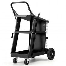 Carro de soldadura VEVOR, carro de soldadura de 3 niveles de alta resistencia con capacidad de carga de 181 kg (400 lbs), ruedas giratorias de 360°, cadenas de seguridad para almacenamiento de tanques, carro de soldadura MIG rodante para máquinas de soldadura TIG, ARC, MMA y cortadoras de plasma.