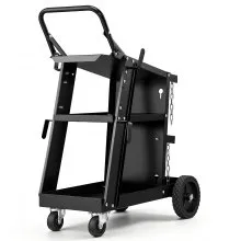 VEVOR Welding Cart, 3-Tier Heavy Duty Welder Cart with 181.4kg Weight Capacity, 360° Swivel Wheels, Tank Storage Safety Chains, Rolling MIG Welder Cart for TIG, ARC, MMA, Plasma Cutter Welding Machine