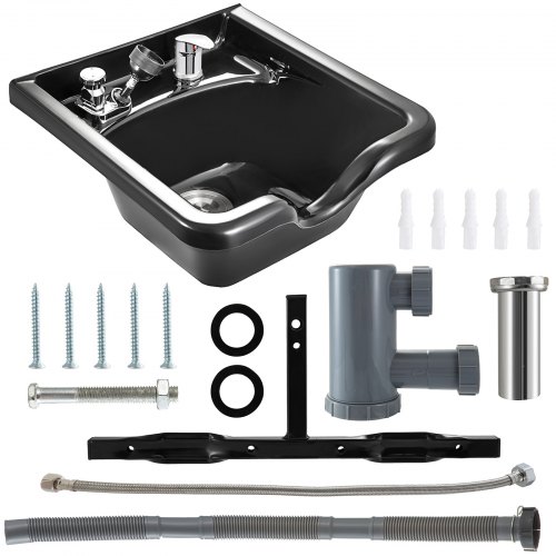 Shampoo Bowl Black ABS Plastic Salon And Spa Hair Sink Beauty