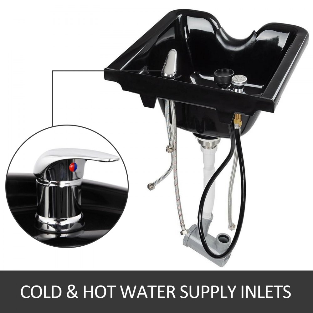 Shampoo Bowl Black ABS Plastic Salon And Spa Hair Sink Beauty