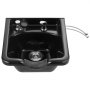 black VEVOR shampoo bowl with faucet and neck rest.