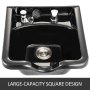 black VEVOR shampoo bowl with large capacity and chrome faucet fixtures.