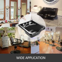 VEVOR Shampoo Bowl Sink Black ABS Plastic Salon and Spa Hair Sink Beauty Salon Equipment for Hair Stylists